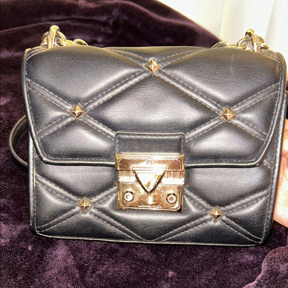 Michael Kors Black Crossbody Bag with Gold Studs